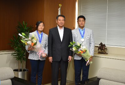 齊藤大朗選手　杉並区役所表敬訪問